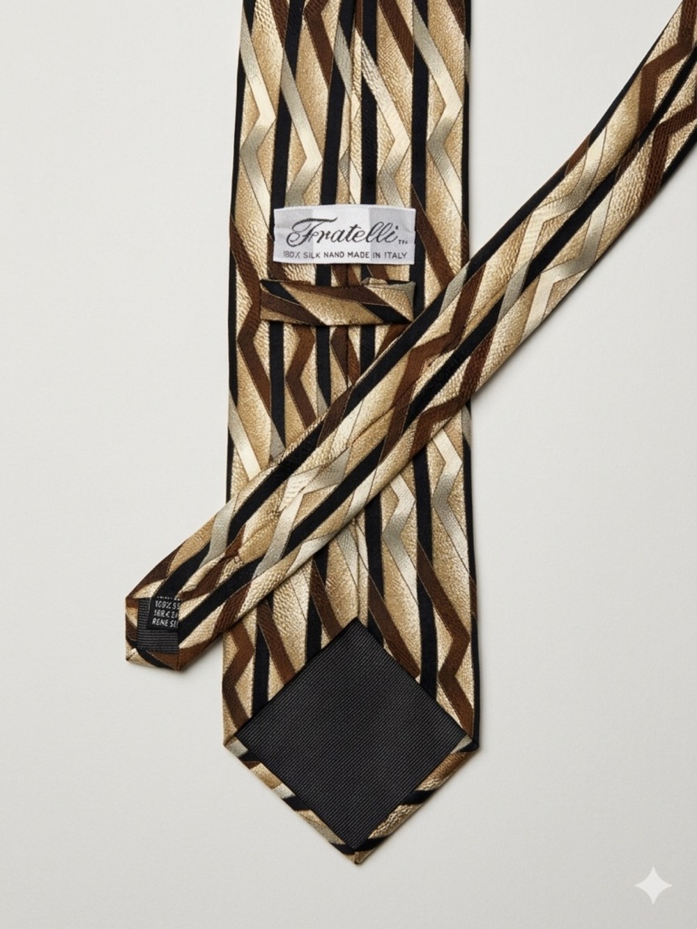 Fratelli Rossetti Brown and Gold Geometric Silk Tie